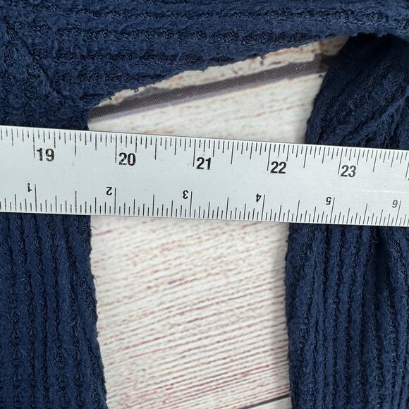 Anthropologie Henley Waffle Knit Blouse Womens Medium Navy Blue - Picture 11 of 12